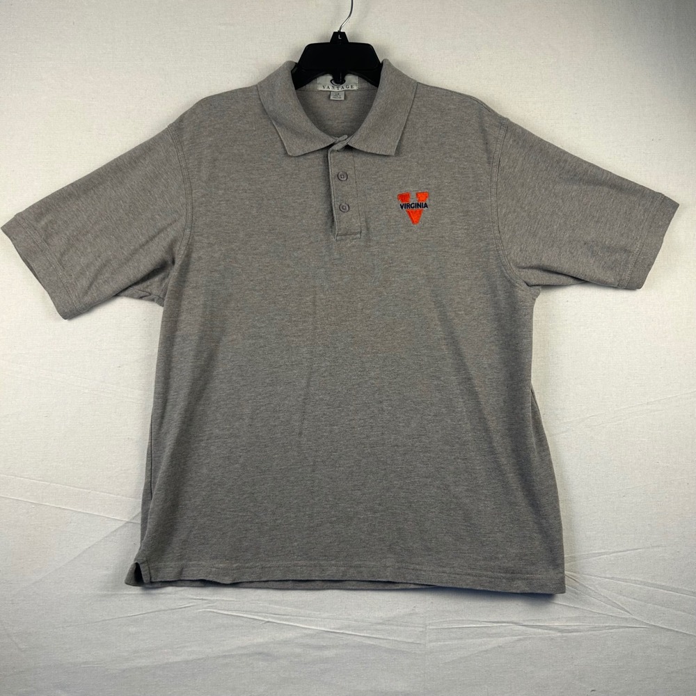 Vantage Mens Virginia Cavaliers Polo Shirt Gray Short Sleeve Style 2100 LG